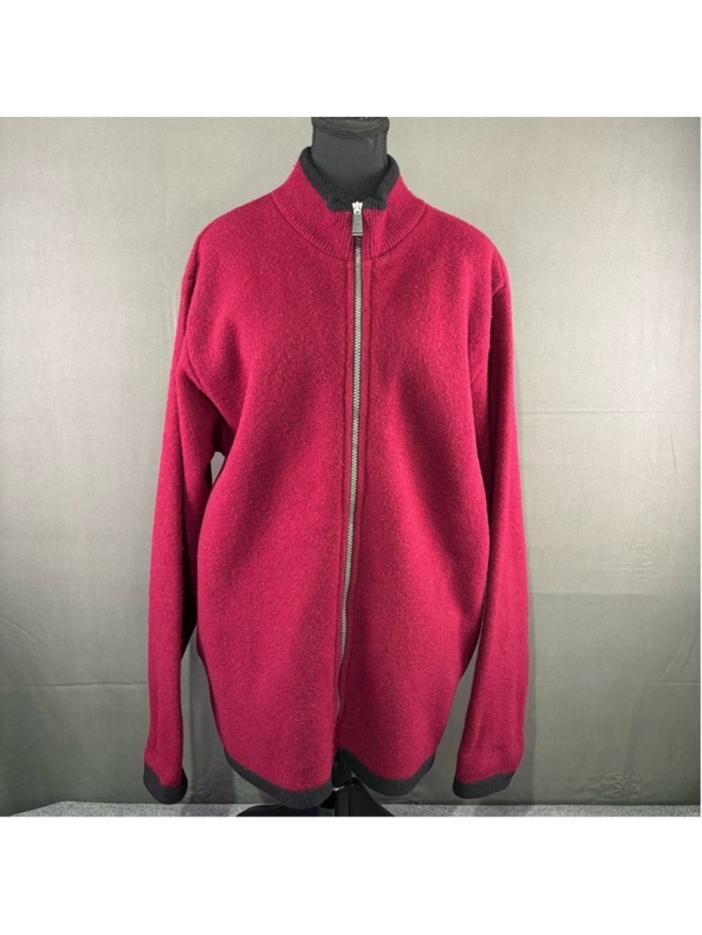 Lochaven of Scotland Sweater Men’s M 100% Lambswool Cabincore Thermal Burgundy